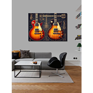 Kanvas Tablo Çift Elektro Gitar Tasarımı 100x140 cm