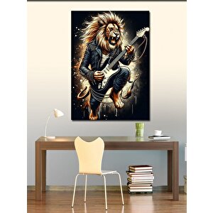 Kanvas Tablo Gitar Çalan Aslan 100x140 cm