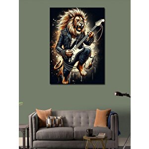 Kanvas Tablo Gitar Çalan Aslan 100x140 cm