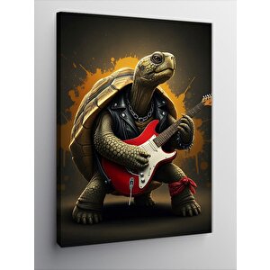 Kanvas Tablo Gitar Çalan Kaplumbağa 50x70 cm
