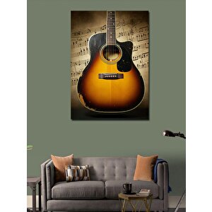 Kanvas Tablo Müzikal Akustik Gitar 50x70 cm