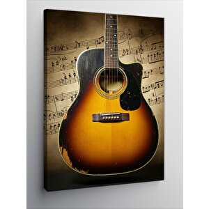 Kanvas Tablo Müzikal Akustik Gitar 100x140 cm