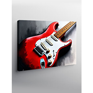 Kanvas Tablo Kırmızı Elektro Gitar 50x70 cm