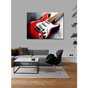 Kanvas Tablo Kırmızı Elektro Gitar 50x70 cm