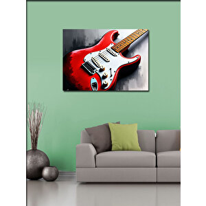 Kanvas Tablo Kırmızı Elektro Gitar 50x70 cm