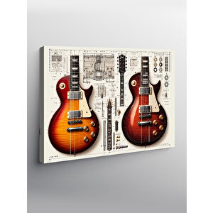 Kanvas Tablo Çift Elektro Gitar Planı 50x70 cm
