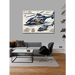 Kanvas Tablo Teknik Helikopter Tasarımı 70x100 cm