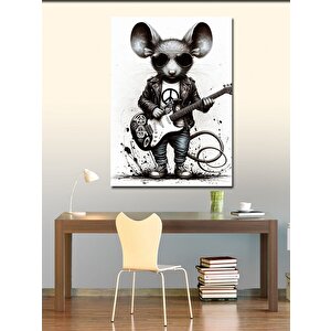 Kanvas Tablo Elektro Gitar Çalan Fare 50x70 cm