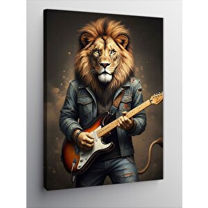 Kanvas Tablo Gitar Çalan Aslan 100x140 cm