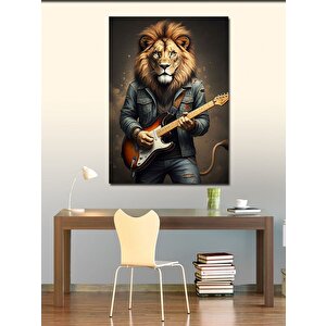Kanvas Tablo Gitar Çalan Aslan 100x140 cm