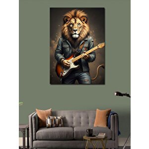 Kanvas Tablo Gitar Çalan Aslan 100x140 cm
