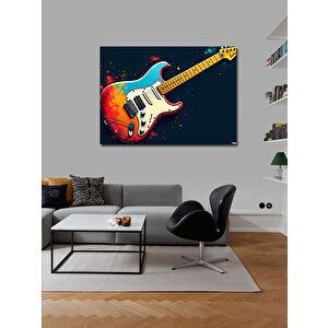 Kanvas Tablo Renkli Elektro Gitar Çizimi
