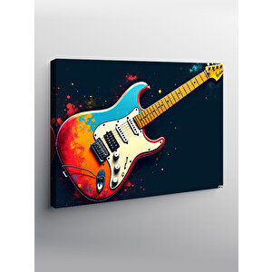 Kanvas Tablo Renkli Elektro Gitar Çizimi 100x140 cm