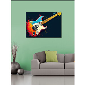 Kanvas Tablo Renkli Elektro Gitar Çizimi 100x140 cm