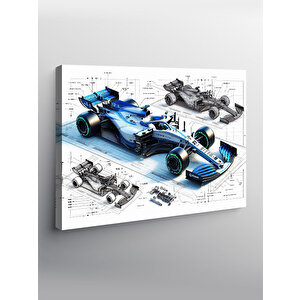 Kanvas Tablo Teknik Formula 1 Çizimi 100x140 cm
