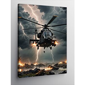 Kanvas Tablo Fırtınalı Helikopter 100x140 cm