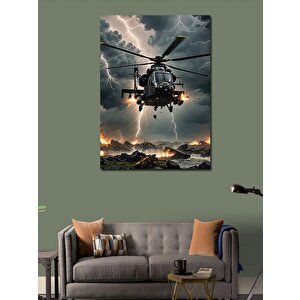 Kanvas Tablo Fırtınalı Helikopter 100x140 cm