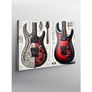 Kanvas Tablo Renkli Elektro Gitar Tasarımı 100x140 cm