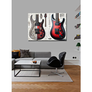 Kanvas Tablo Renkli Elektro Gitar Tasarımı 100x140 cm