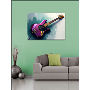Kanvas Tablo Mor Elektro Gitar Tasarımı 70x100 cm