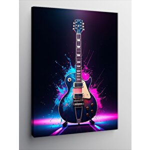 Kanvas Tablo Neon Gitar 100x140 cm