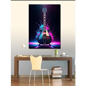 Kanvas Tablo Neon Gitar 100x140 cm