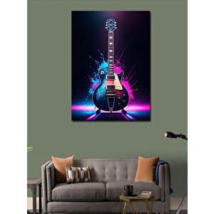 Kanvas Tablo Neon Gitar 100x140 cm