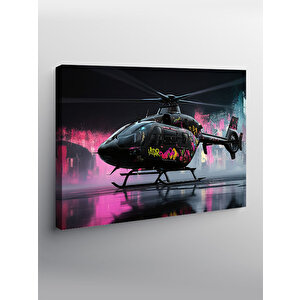 Kanvas Tablo Pembe Ve Siyah Helikopter Çizimi 100x140 cm
