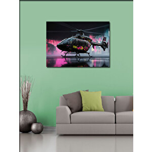 Kanvas Tablo Pembe Ve Siyah Helikopter Çizimi 100x140 cm