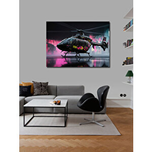 Kanvas Tablo Pembe Ve Siyah Helikopter Çizimi 70x100 cm