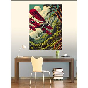 Kanvas Tablo Kırmızı Uçak İle Gösteri Uçuşu 70x100 cm