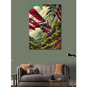 Kanvas Tablo Kırmızı Uçak İle Gösteri Uçuşu 70x100 cm