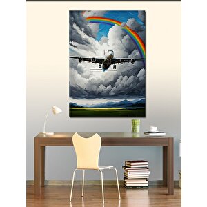 Kanvas Tablo Gökkuşağı Altında Uçak 100x140 cm