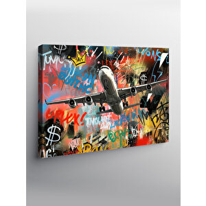 Kanvas Tablo Sokak Grafiti Uçak 70x100 cm