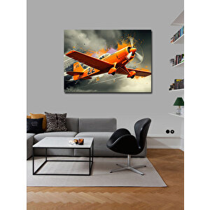 Kanvas Tablo Turuncu Uçak Aksiyonu 70x100 cm