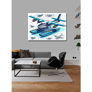 Kanvas Tablo Deniz Uçağı Teknik Çizimi 50x70 cm