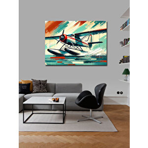 Kanvas Tablo Kırmızı Deniz Uçağı Çizimi 70x100 cm