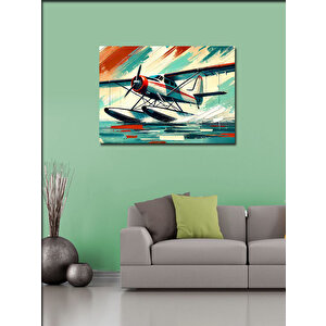 Kanvas Tablo Kırmızı Deniz Uçağı Çizimi 70x100 cm
