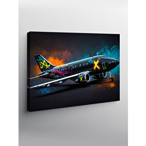 Kanvas Tablo Grafitili Uçak İllüstrasyonu 70x100 cm