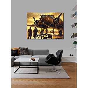 Kanvas Tablo Vintage Pervaneli Uçak Sahnesi 70x100 cm