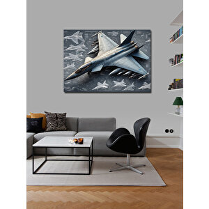 Kanvas Tablo Askeri Hava Filosu Uçak Çizimi 100x140 cm