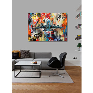 Kanvas Tablo Renkli Yolcu Uçağı 50x70 cm