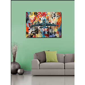 Kanvas Tablo Renkli Yolcu Uçağı 50x70 cm