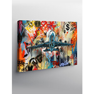 Kanvas Tablo Renkli Yolcu Uçağı 100x140 cm