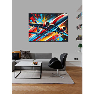 Kanvas Tablo Renkli Uçak Çizimi 70x100 cm