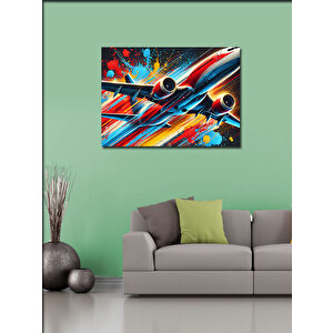 Kanvas Tablo Renkli Uçak Çizimi 70x100 cm