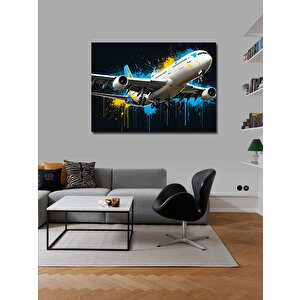 Kanvas Tablo Havada Beyaz Uçak 100x140 cm