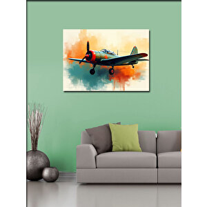 Kanvas Tablo Kırmızı Pervaneli Uçak 50x70 cm