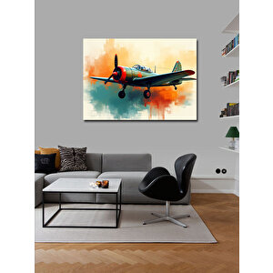 Kanvas Tablo Kırmızı Pervaneli Uçak 70x100 cm