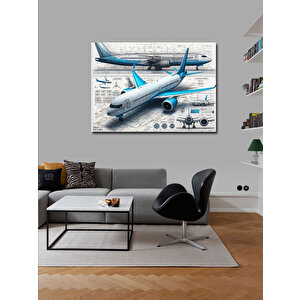 Kanvas Tablo Teknik Yolcu Uçağı Çizimi 50x70 cm